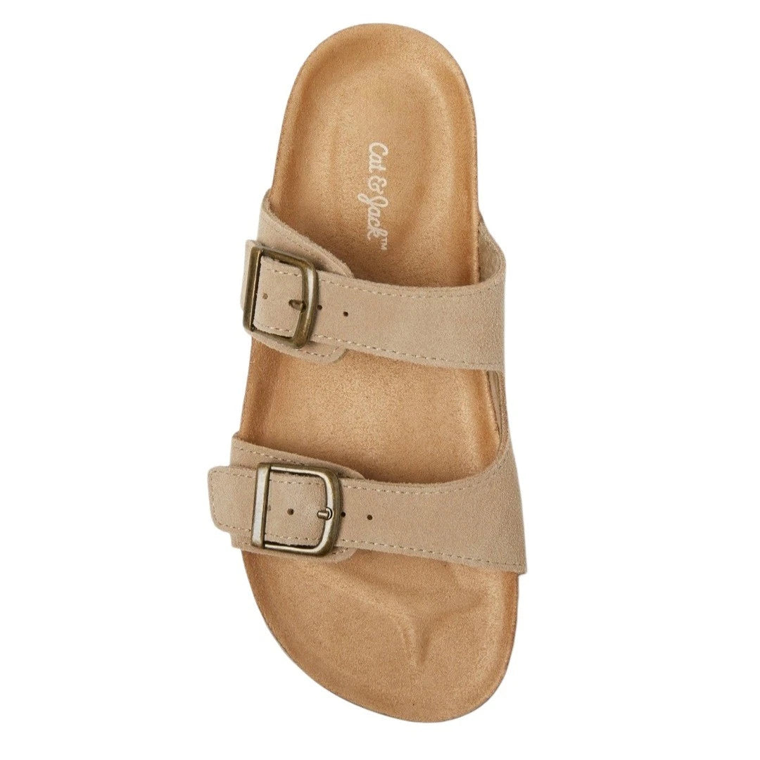 Cat & Jack Kids' Drew Footbed Sandals Taupe Buckle Strap - CHOOSE SIZE