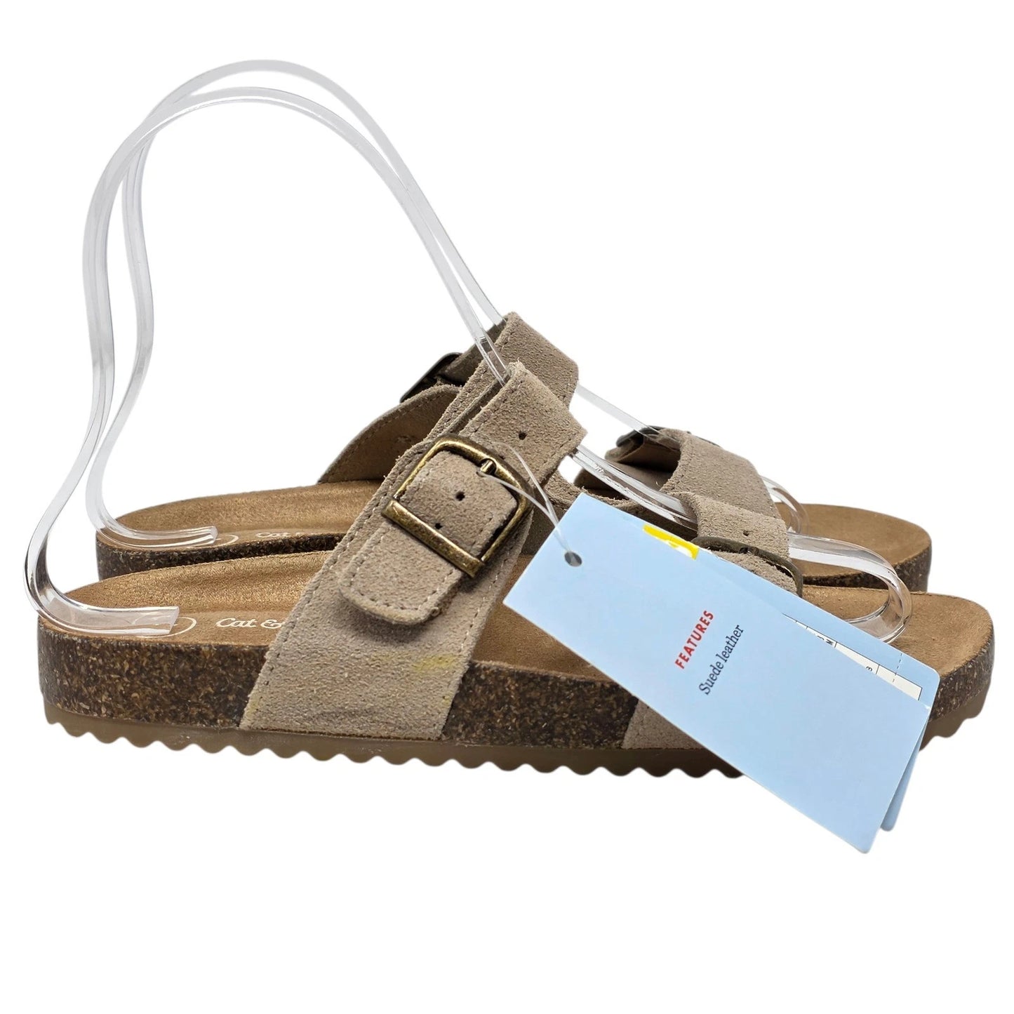 Cat & Jack Kids' Drew Footbed Sandals Taupe Buckle Strap - CHOOSE SIZE