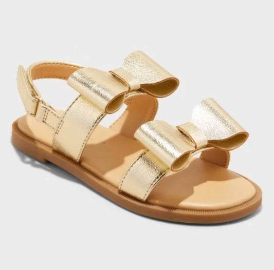 Toddler Girls' Ruby Bow Sandals Gold - Cat & Jack - CHOOSE SIZE