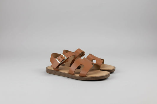 Art & Class Kids Mari Ankle Strap Sandals Girls Gold Buckle Cognac - CHOOSE SIZE