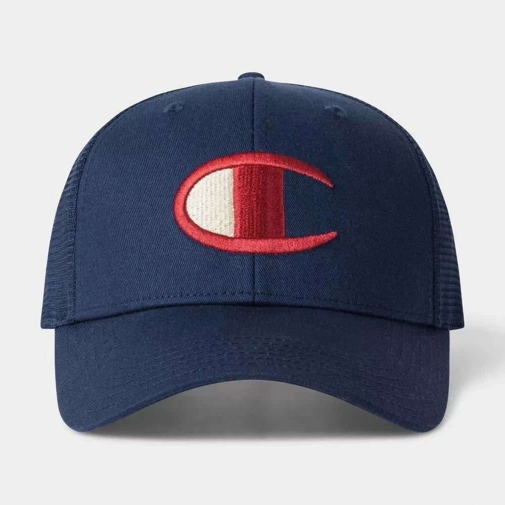 Champion Adult Logan Twill Trucker Hat - Navy blue