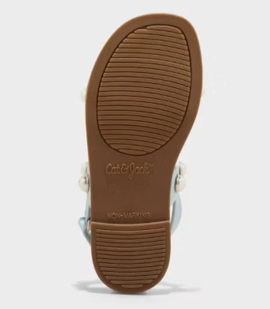 Cat & Jack Toddler Girls Selene Light Blue Faux Pearl Studded Sandals- CHOOSE SIZE
