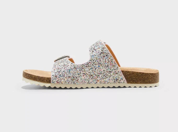 Cat & Jack Kids' Drew Footbed Sandals Silver - CHOOSE SIZE