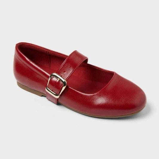 Kids' Kaira Buckle Ballet Flats Red - art class - CHOOSE SIZE