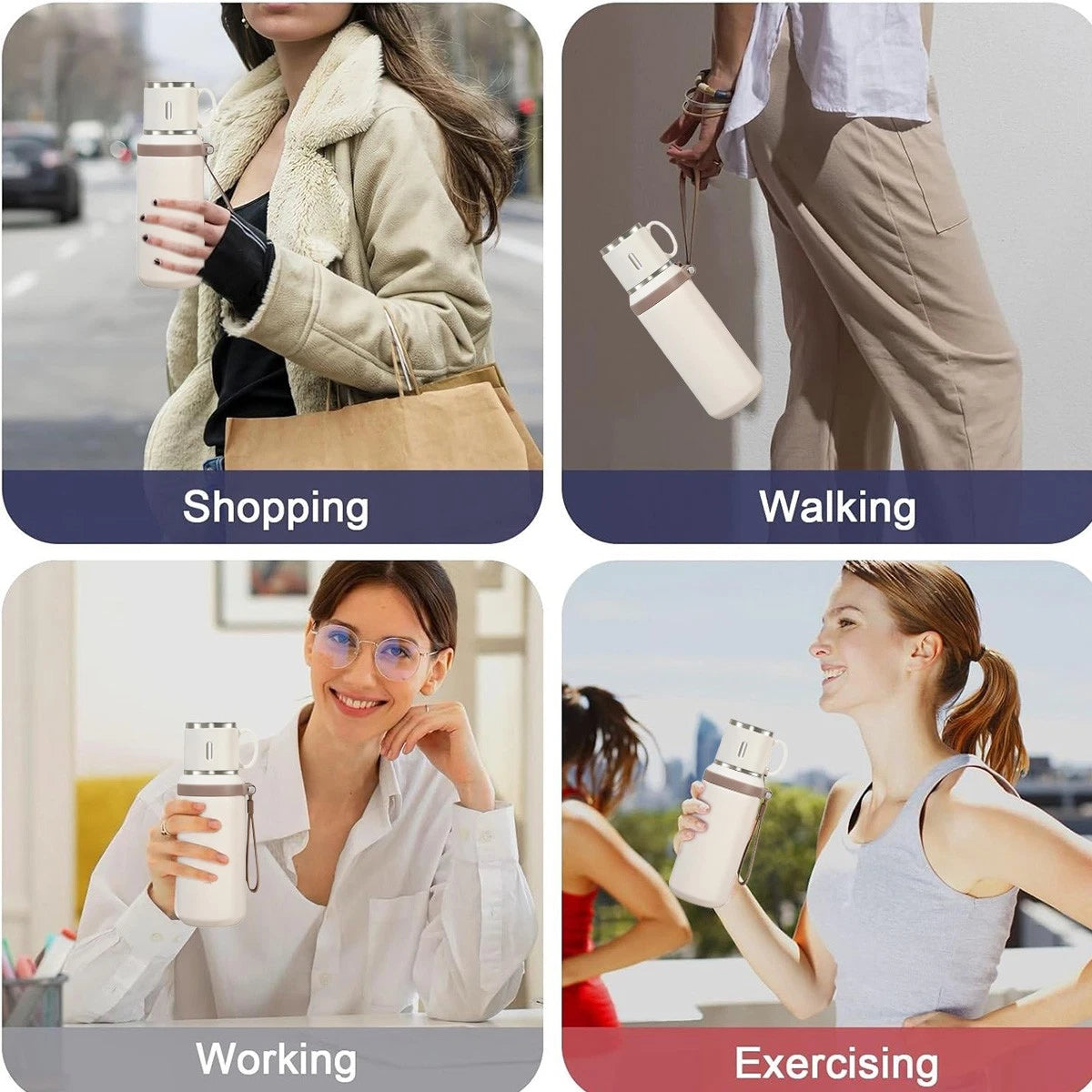 Portable 316 Stainless Steel Insulated Water Bottle 600ML Cold and Hot Flask - CHOOSE COLOR