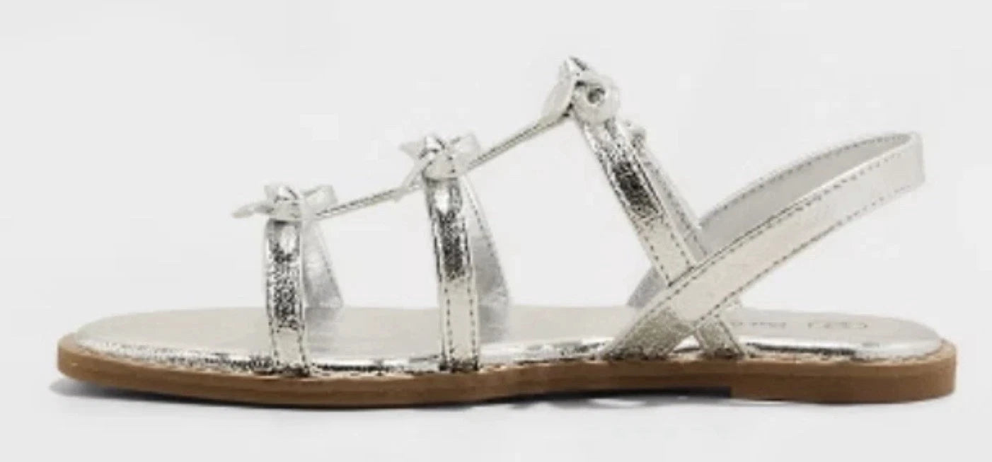 Kids' Aria Bow Sandals Silver - Cat & Jack - CHOOSE SIZE