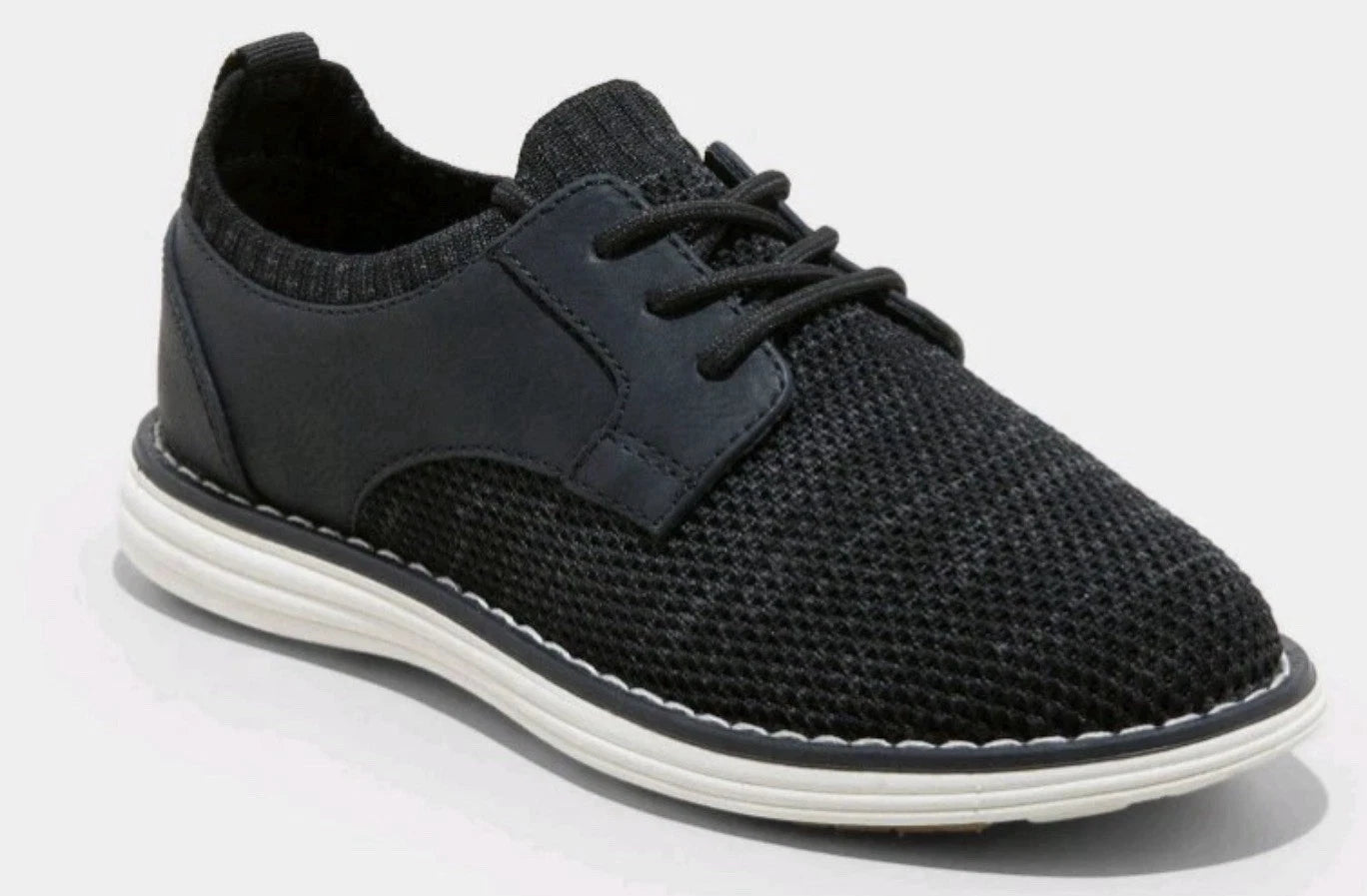 Boys Cat & Jack Elijah Knit Casual Dress Oxford Shoe Heathered Black- CHOOSE SIZE