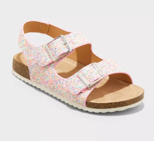 Toddler Reagan Footbed Sandals Multicolor Glitter - Cat & Jack - CHOOSE SIZE