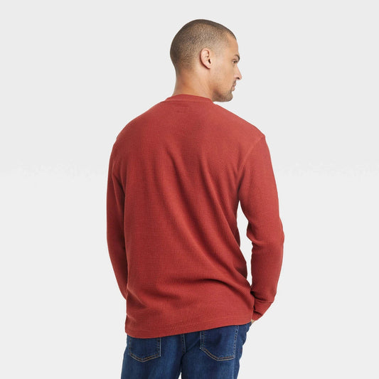 Men’s Textured Long Sleeve Thermal Shirt Goodfellow & Co Dark Red - Size S, XL, XXL