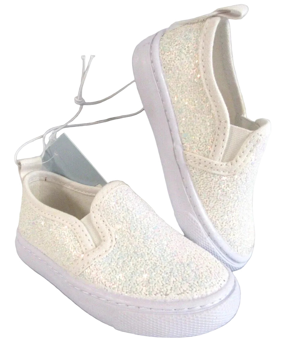 Toddler Yana Slip-on Glitter Sneakers White - Cat & Jack - Size 6