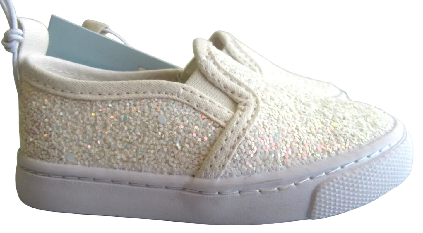Toddler Yana Slip-on Glitter Sneakers White - Cat & Jack - Size 6