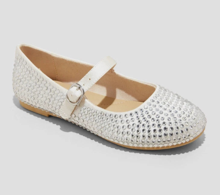 Big Kids' Nell Rhinestone Mary Jane Flats Off-White - art class - CHOOSE SIZE