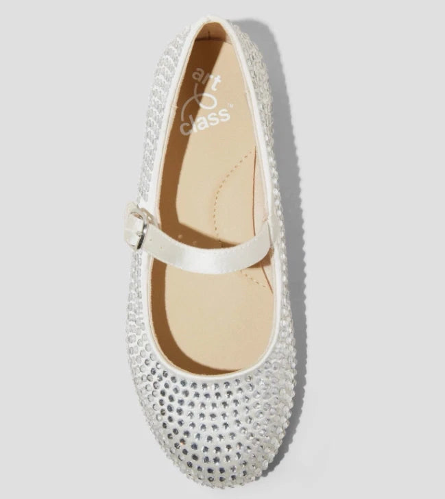 Big Kids' Nell Rhinestone Mary Jane Flats Off-White - art class - CHOOSE SIZE