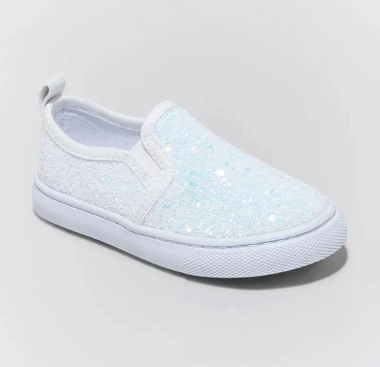 Toddler Yana Slip-on Glitter Sneakers White - Cat & Jack - Size 6