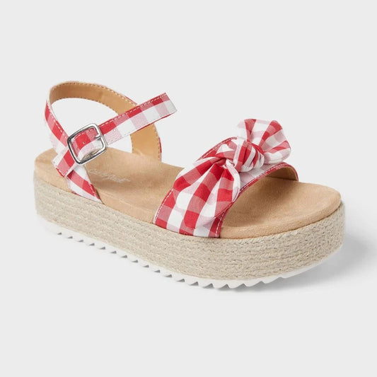Cat & Jack Daphne Red Gingham Platform Espadrille Sandals Girls - CHOOSE SIZE