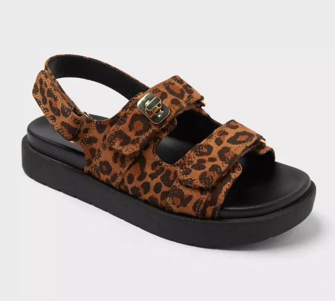 Kids' Verity Platform Hardware Sandals Leopard Print - art class - CHOOSE SIZE