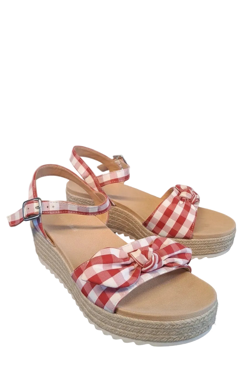 Cat & Jack Daphne Red Gingham Platform Espadrille Sandals Girls - CHOOSE SIZE