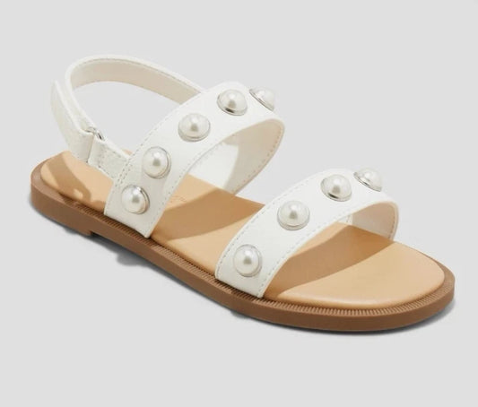 Cat & Jack Toddler Girls Selene White Faux Pearl Studded Sandals- CHOOSE SIZE