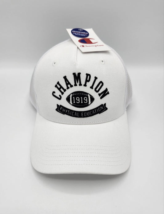 Champion 1919 Physical Education White Mesh Trucker Hat Adjustable