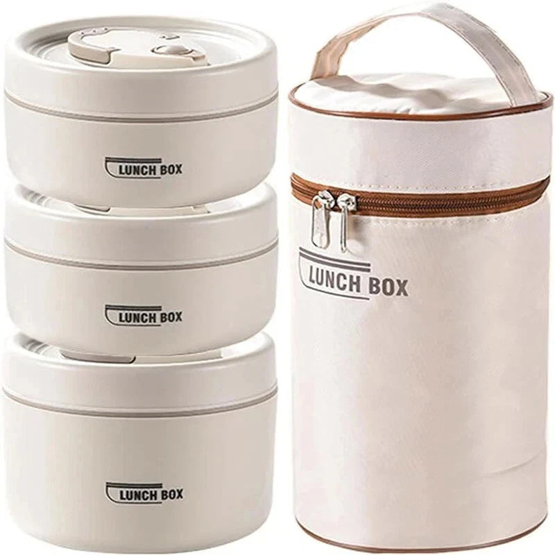 Portable Insulated Food Lunch Container Set with Thermal Lunch Box 3 Layers