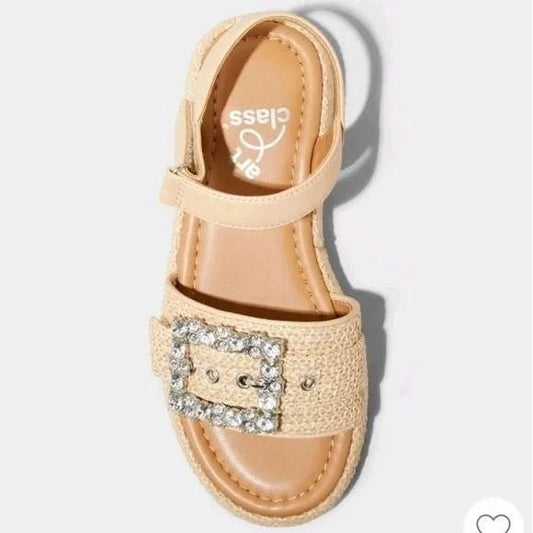 Art Class Kids' Zinnia Raffia Buckle Sandals - Beige Chose Size