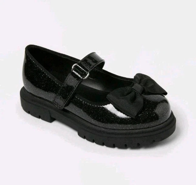 Cat & Jack Toddler Bridget Bow Mary Jane Flats Ballet Buckle Black - CHOOSE SIZE