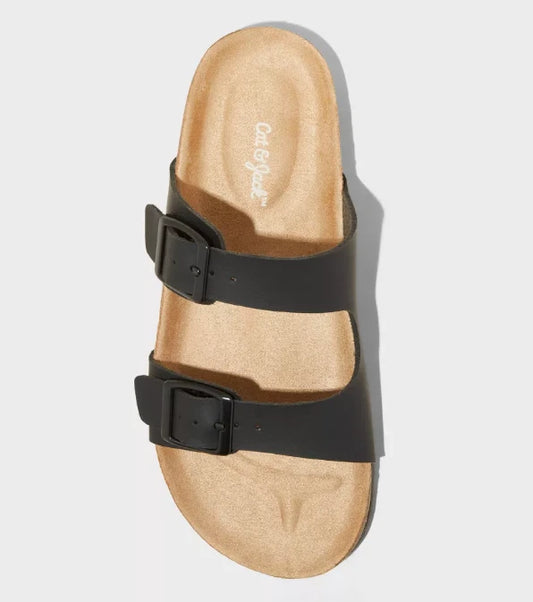 Kids' Drew Footbed Sandals Black - Cat & Jack - CHOOSE SIZE