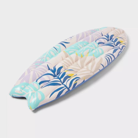 Sun Squad Inflatable Surf board Pool Float Tropical Palm Leaf 5 FT Long Ages 9+