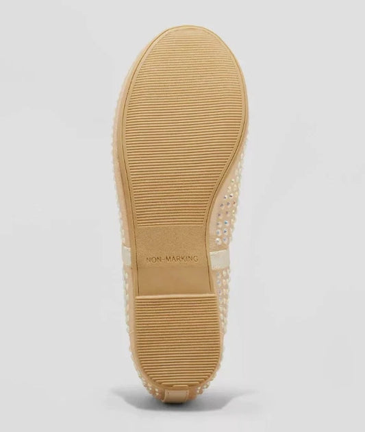 Kids' Faye Embellished Mesh Ballet Flats Beige - art class - Size 5