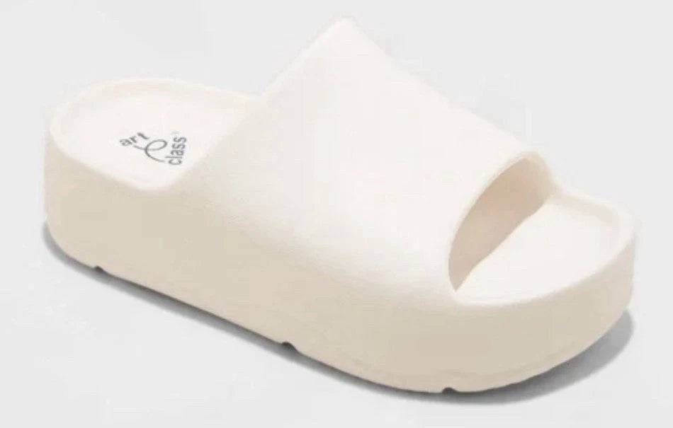 Kids' Edie Platform Slide Sandals White - art class - CHOOSE SIZE