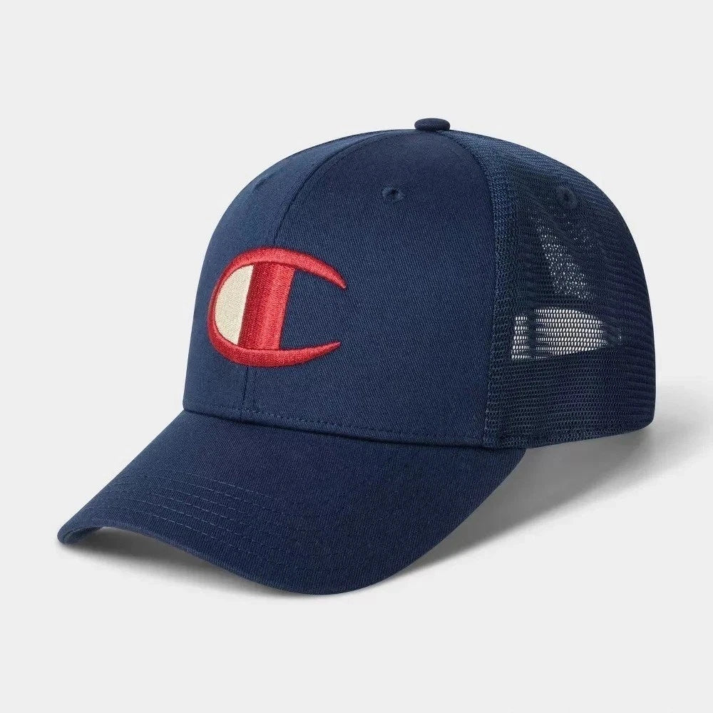 Champion Adult Logan Twill Trucker Hat - Navy blue