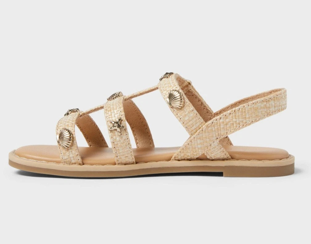 Cat & Jack Toddler Girls Kinsley Raffia Nautical Sandals Beige- CHOOSE SIZE