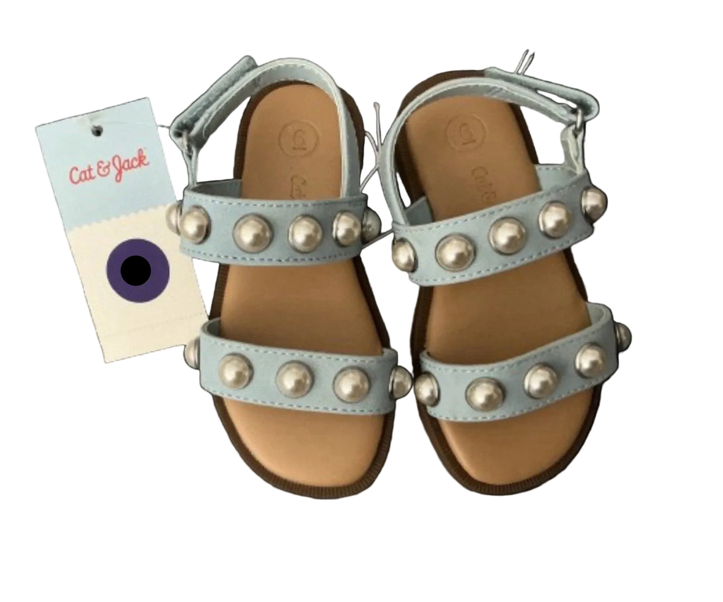 Cat & Jack Toddler Girls Selene Light Blue Faux Pearl Studded Sandals- CHOOSE SIZE