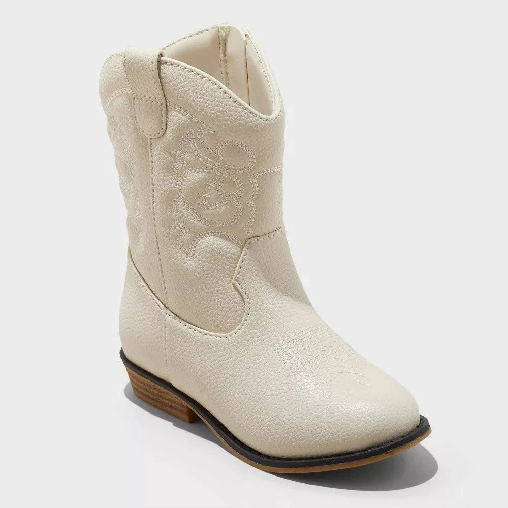 Toddler Memphis Zipper Western Boots Ivory - Cat & Jack - CHOOSE SIZE