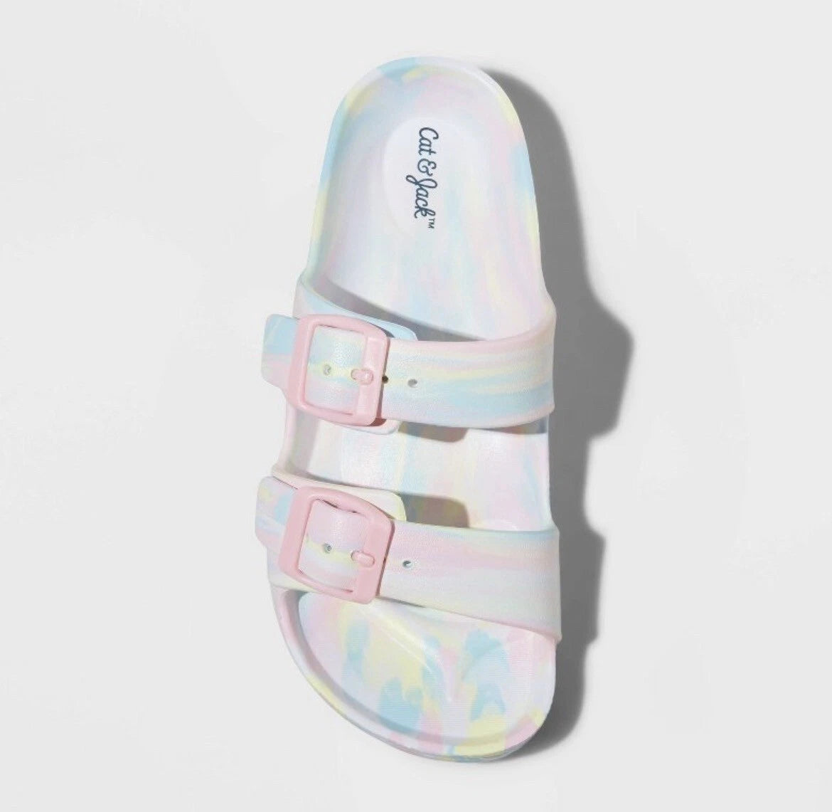 Cat & Jack Kids' Noa Footbed Sandals multicolor tie-dye pattern- Size 5