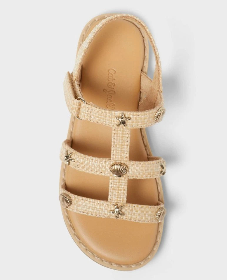 Cat & Jack Toddler Girls Kinsley Raffia Nautical Sandals Beige- CHOOSE SIZE