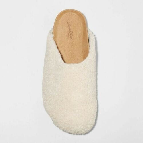 Universal Thread Women's Bev Teddy Soft Sherpa Flats Slip Ons Cream - Size 6