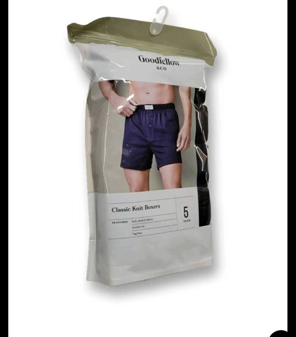 Goodfellow & Co Men's  classic knit boxers  Black/Gray 5pairs - CHOOSE Sz