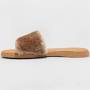 Women's Kara Faux Fur Slide Slippers Brown- Universal Thread - Size 12