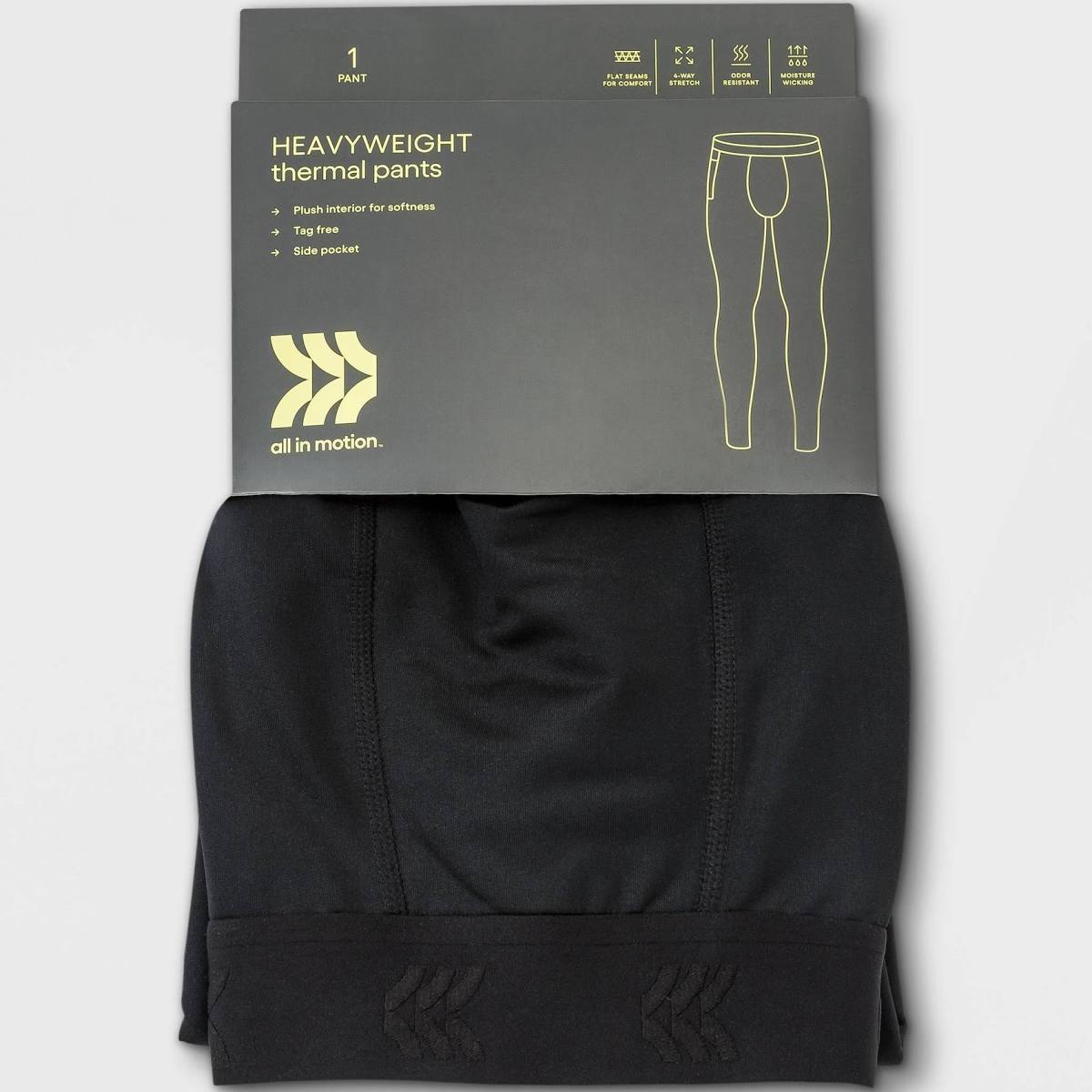 All in Motion Mens Heavyweight Thermal Pants Black- CHOOSE SIZE