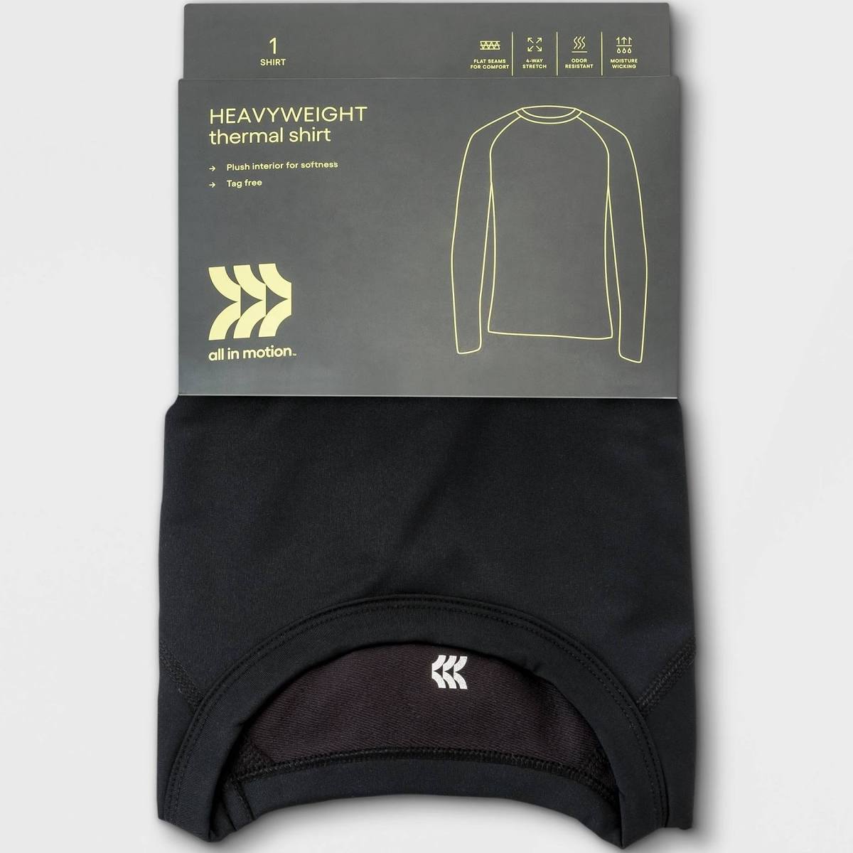 All in Motion Men's HEAVYWEIGHT Thermal Shirt Black- CHOOSE SIZE