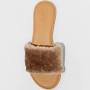 Women's Kara Faux Fur Slide Slippers Brown- Universal Thread - Size 12