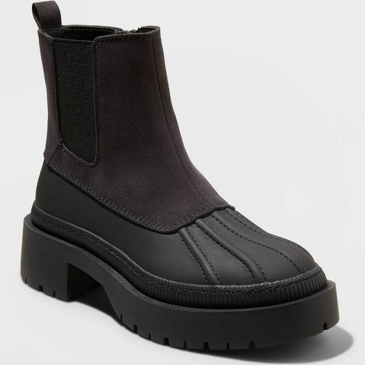 Women's Black Ella Chelsea Memory Foam Duck Boots - CHOOSE SIZE