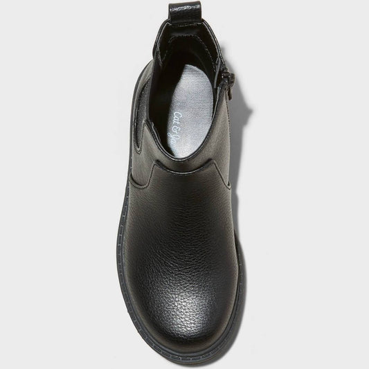 Cat & Jack Girls' Zita Zipper Chelsea Boots Black - Size 2