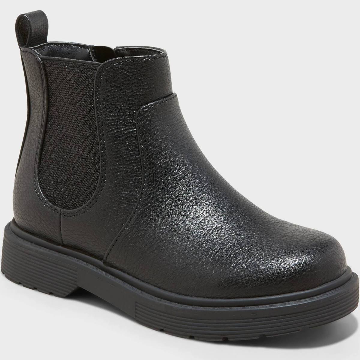 Cat & Jack Girls' Zita Zipper Chelsea Boots Black - Size 2