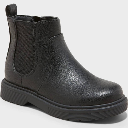 Cat & Jack Girls' Zita Zipper Chelsea Boots Black - Size 2
