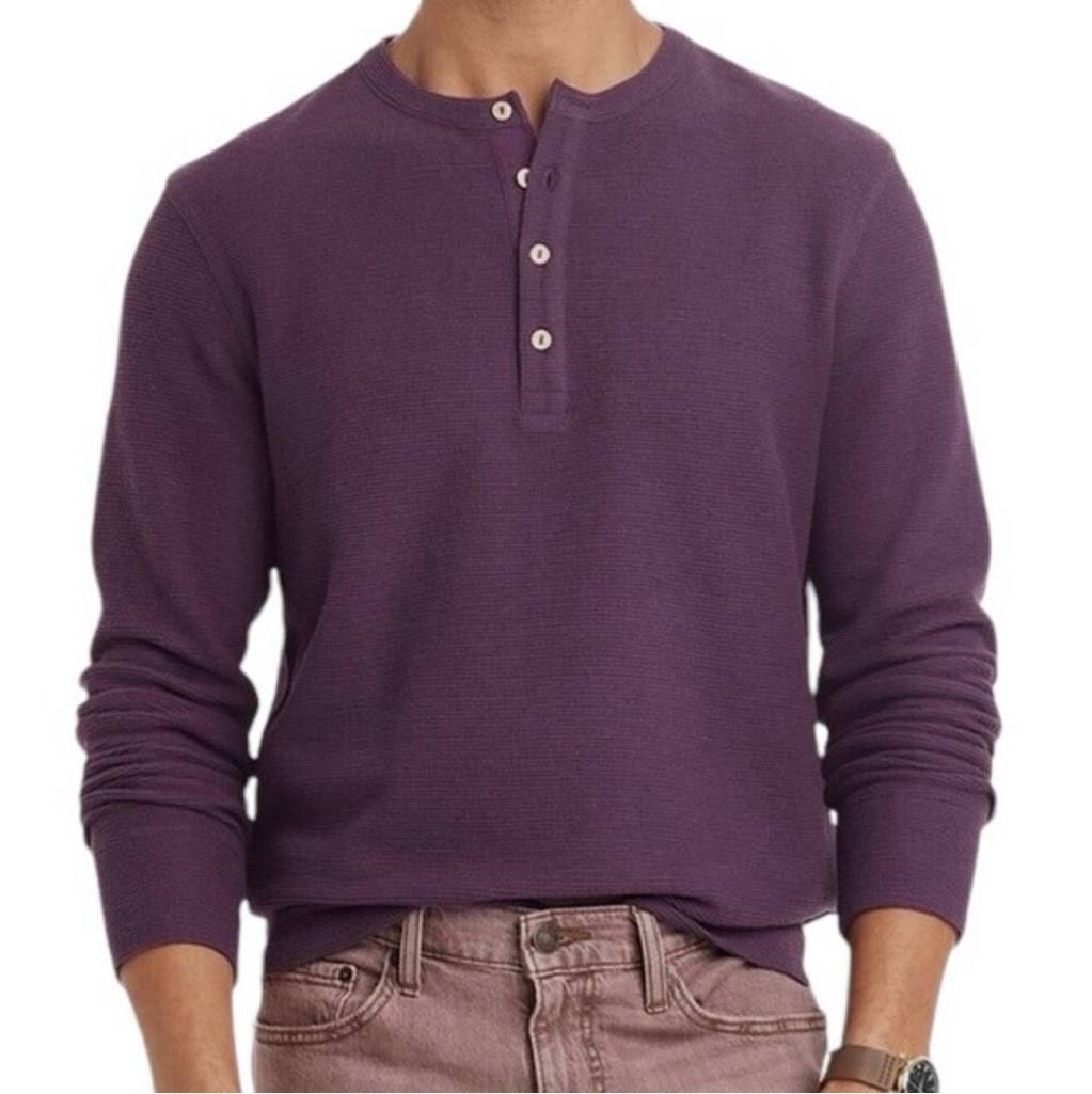 Goodfellow & Co Men's Long Sleeve 4 Button Henley Shirt Purple - Choose Sz