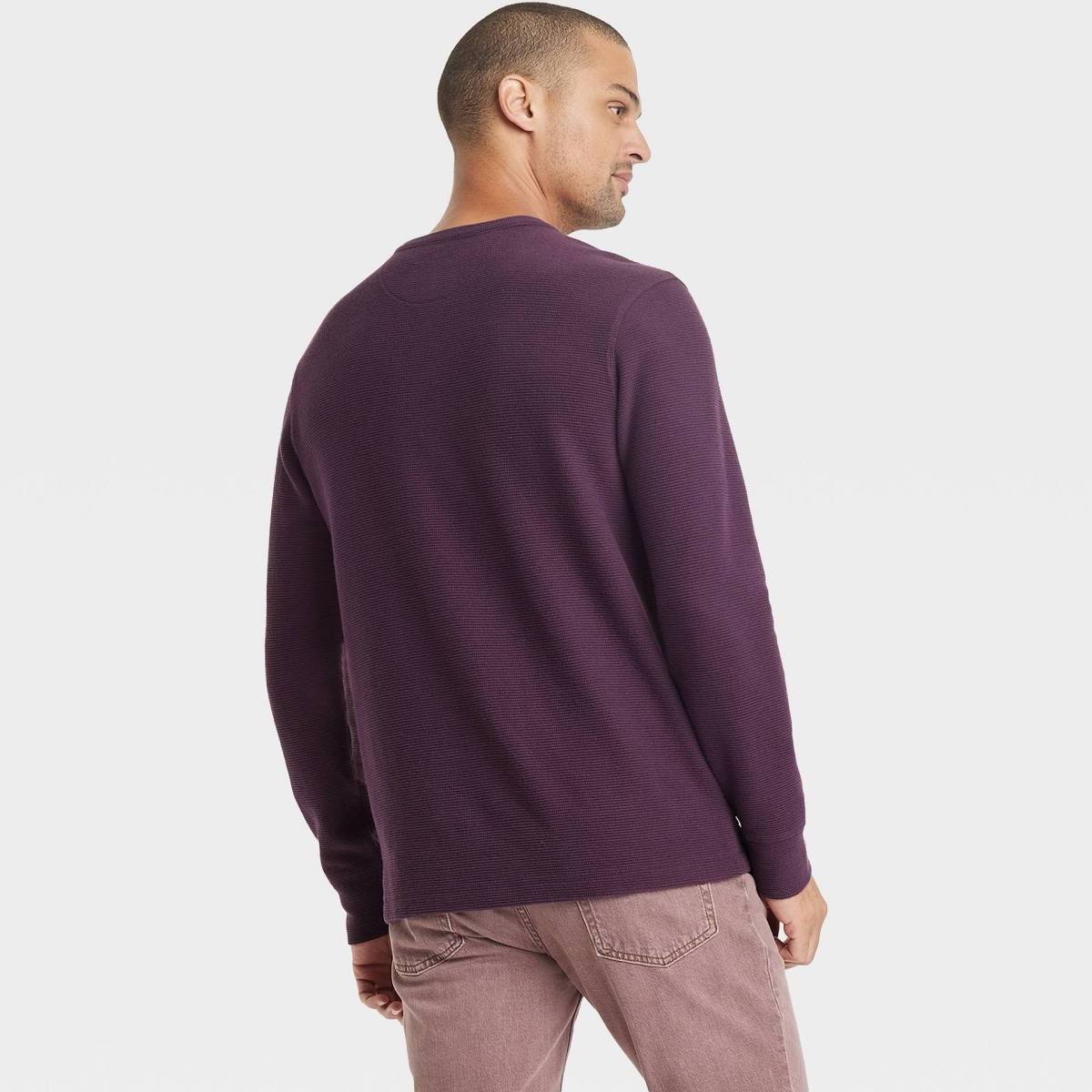 Goodfellow & Co Men's Long Sleeve 4 Button Henley Shirt Purple - Choose Sz