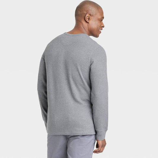 Goodfellow &Co Men's Long Sleeve 4 Button Henley Shirt Grey - Choose Sz
