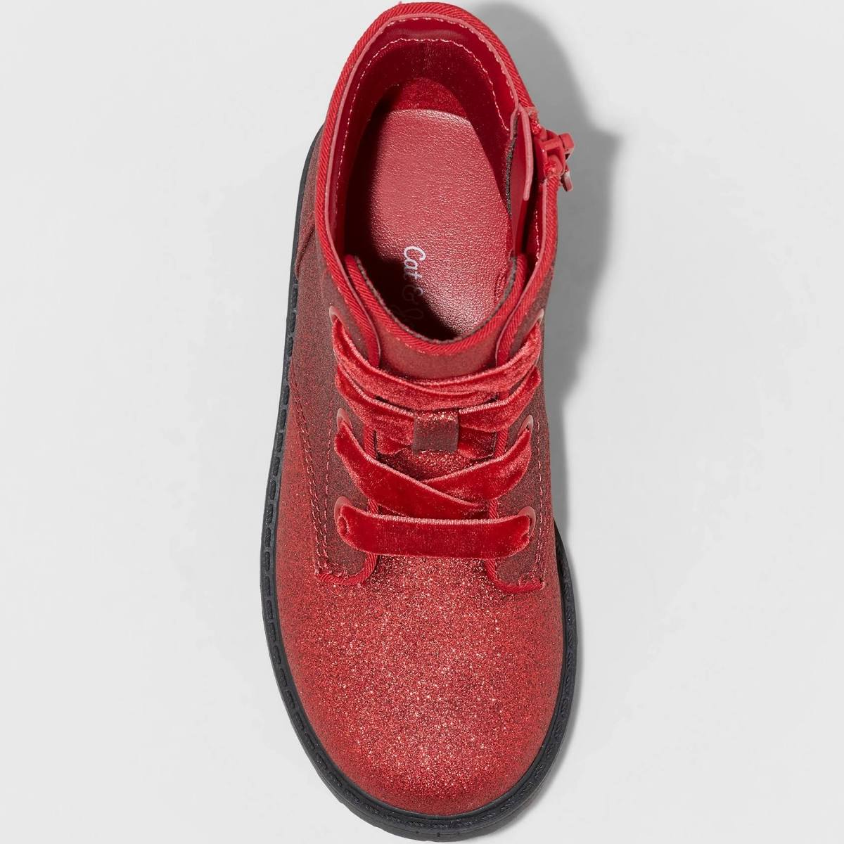 Cat & Jack Toddler Giovanna  Lace-Up Combat Boots Red  Glitter - Size 6
